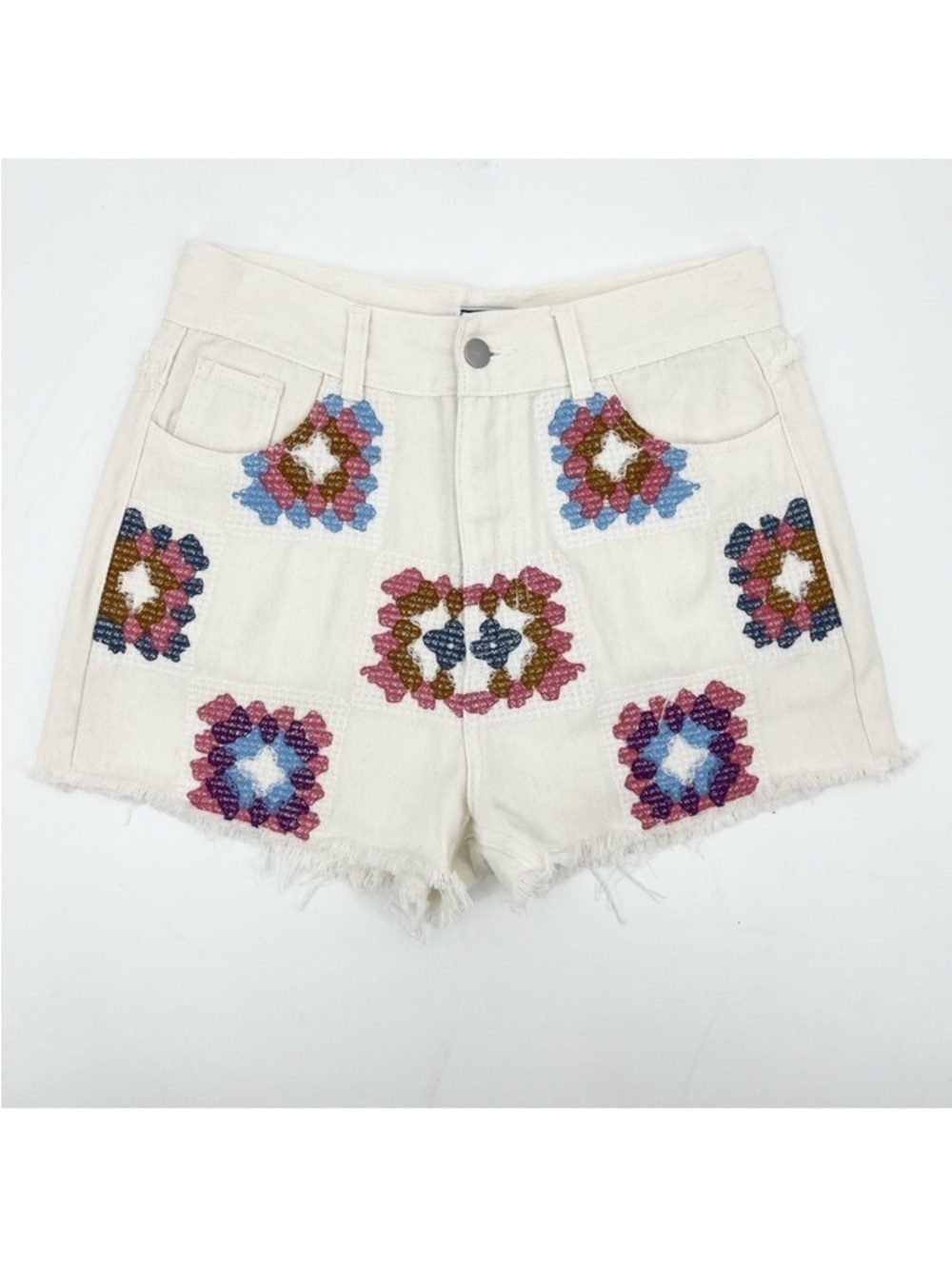 PORTER Collective Caplan Embroidered Cotton Shorts Size Medium